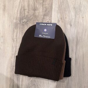 Ben Sherman Black, Brown, Light Brown Beanie Trio